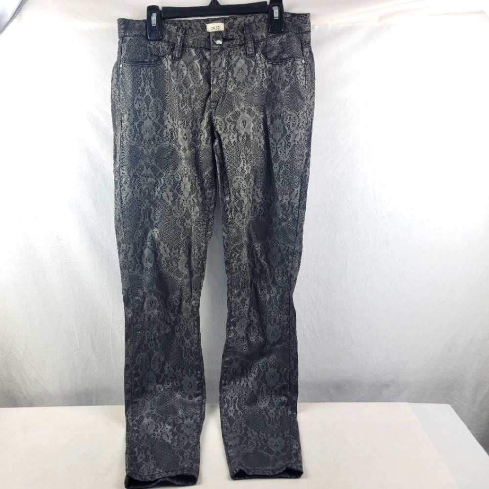 Cache mettalic looking snake skin slim fit pants Size 2